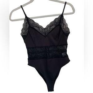Blue Blush Lace Bodysuit Black Size S